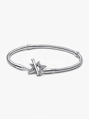 Pandora Moments Asymmetric Star T-bar Snake Chain Bracelet